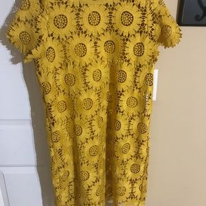 Loft Sunflower print dress with ruffle bottom